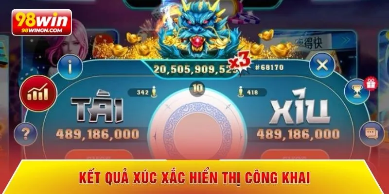 Kết quả xúc xắc hiển thị công khai